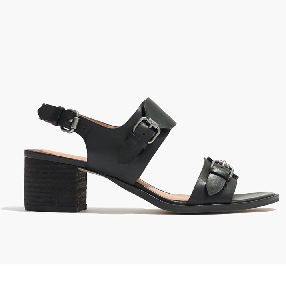 Madewell leather mid heels. Black size 7.